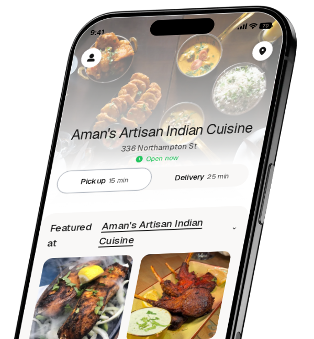 Aman's Artisan Indian Cuisine app preview
