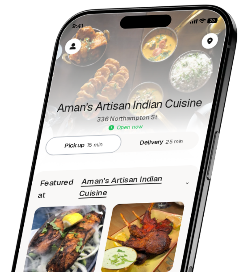 Aman's Artisan Indian Cuisine app preview